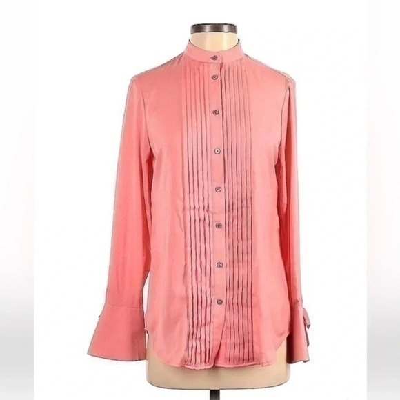 Banana Republic | Pink Long Sleeve Button Down Blouse Bow Sleeves Size XS - Picture 2 of 3